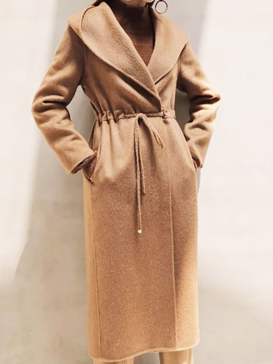 Handmade Wool Coat Women Winter Coat Long Style Wool Coat Jacket Waist Belt A225 VPPBUY shop