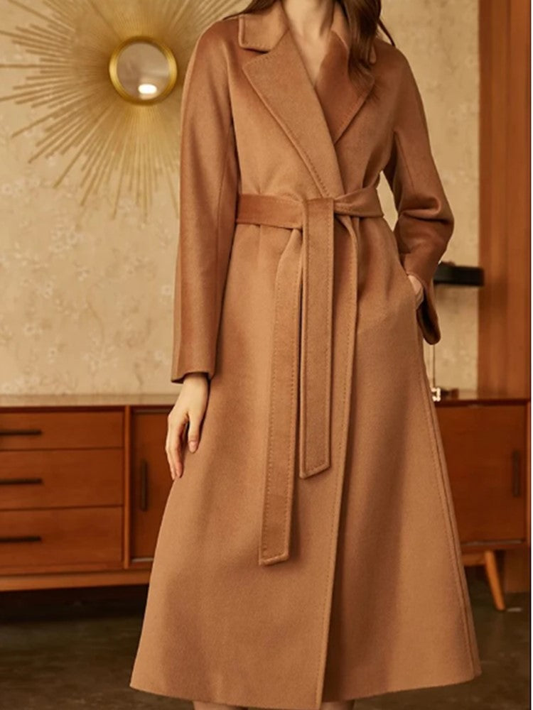 Women Wool Coat Jacket Handmade Long Coat Double Face Wool Coat A218 VPPBUY shop