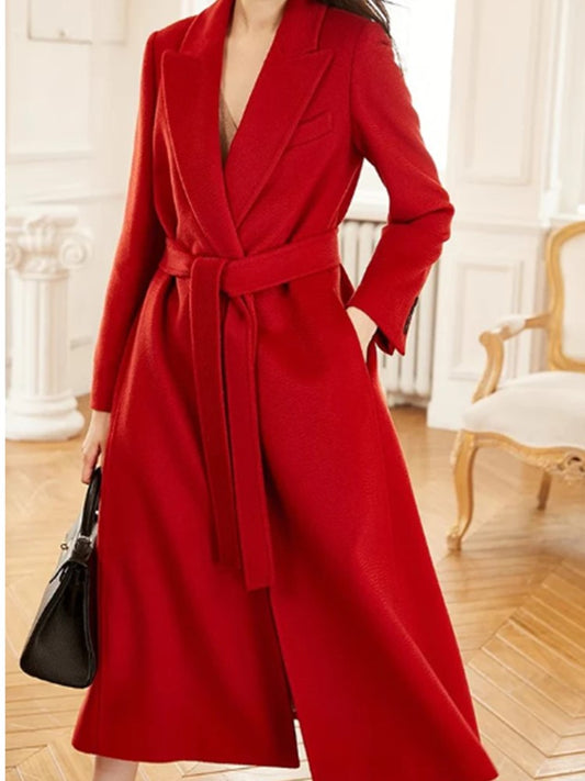 Handmade Wool Coat Women Fur Collar Long Wool Coat Double Face Wool Coat A214 VPPBUY shop