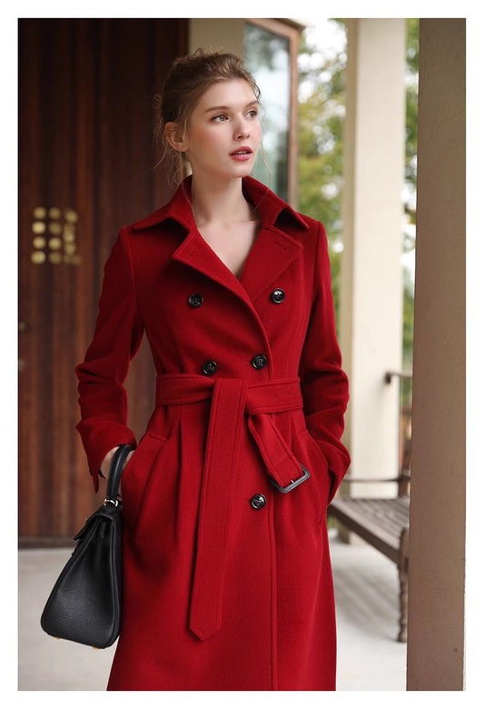 Stand Collar Black Women Winter Long Women Wool Coat Jacket 23110 VPPBUY shop