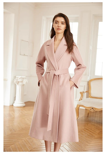 Pink Warm Women Wool Coat Jacket,Handmade Long Coat,Women Double Face Wool Coat Jacket 2251 VPPBUY shop