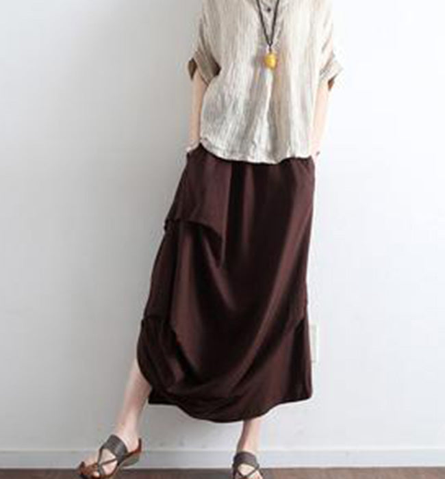 Summer Women Linen Skirts With Elastic Waist AMT96216 VPPBUY shop