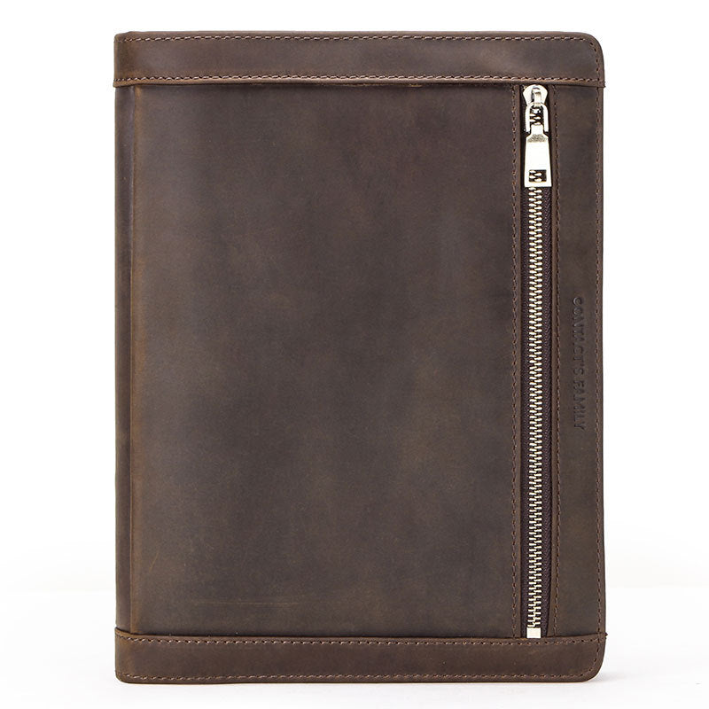 Men's Leather Portfolio iPad 9.7/10.5/11 Padfolio, Tablet Case, Document Folder with Pen Slot Zippered Writing Pad Card Pockets, Custom Name for Gift VPPBUY shop