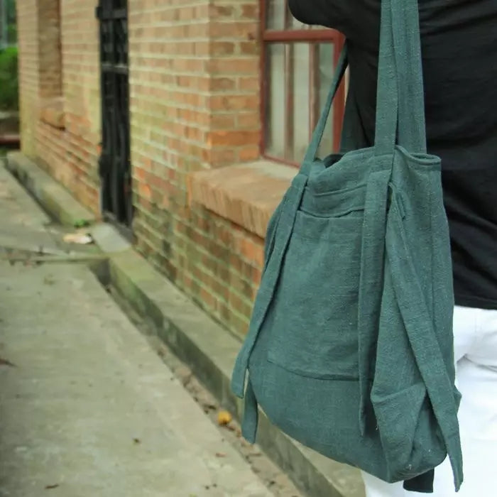 Green Women Backpack Linen Shoulder Bag VPPBUY shop