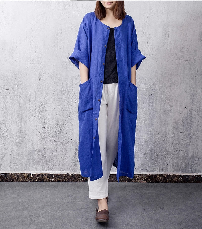 Linen Women Cardigan Spring Linen Long Shirts C9410 VPPBUY shop