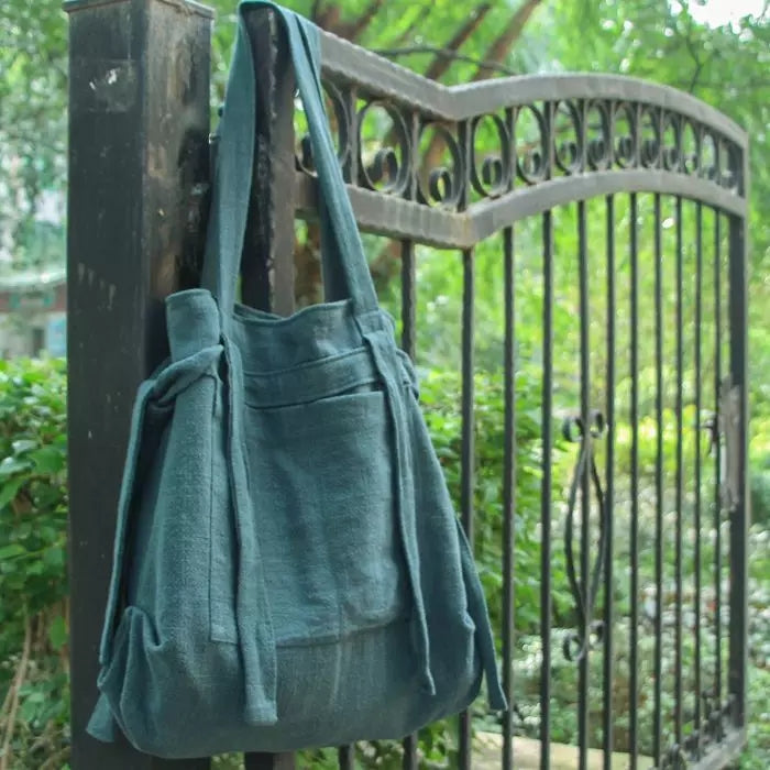 Green Women Backpack Linen Shoulder Bag VPPBUY shop