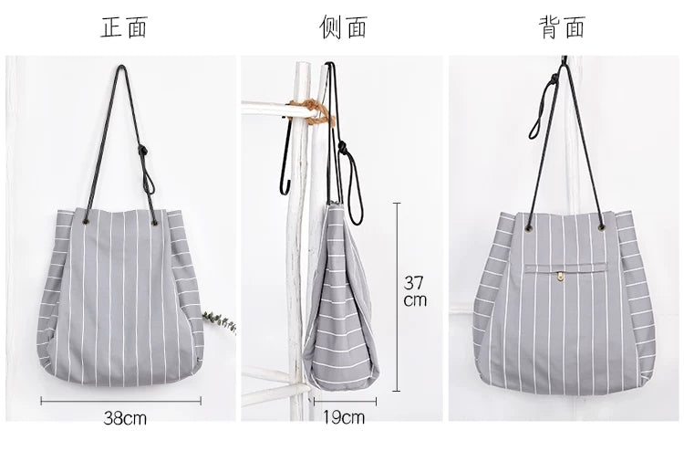 Stripe Women Backpack Cotton Shoulder Bag6333 VPPBUY shop