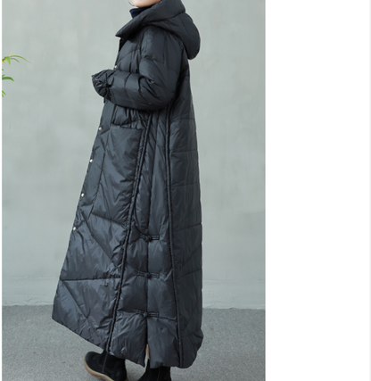 Long Winter Duck Down Jacket Hooded Puffer Down Jacket Women Any Size Down Coat 02541 VPPBUY shop