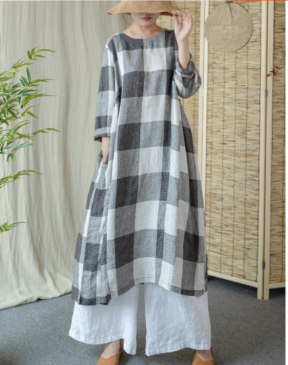 Loose Long Sleeve Women Dresses Cotton Outwear Women Dress XMLP9201229 VPPBUY shop