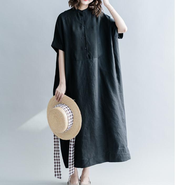 Black Long Linen Silk Women Spring Dresses Plus Size VPPBUY shop