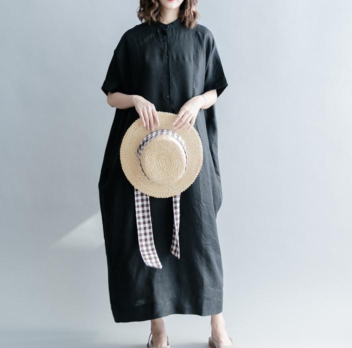 Black Long Linen Silk Women Spring Dresses Plus Size VPPBUY shop