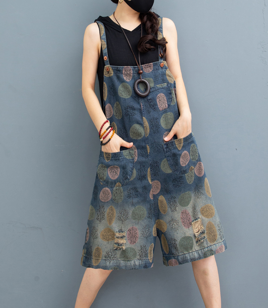 Floral Denim Loose Casual Summer Overall Loose Women Jumpsuits QYCQ05165 VPPBUY shop