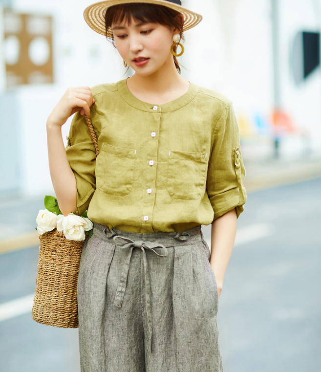 Women's Skirts Summer Linen Skirt Elastic Waist SJ09755 VPPBUY shop