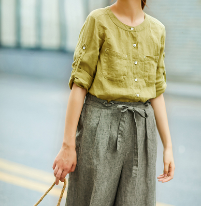 Women's Skirts Summer Linen Skirt Elastic Waist SJ09755 VPPBUY shop