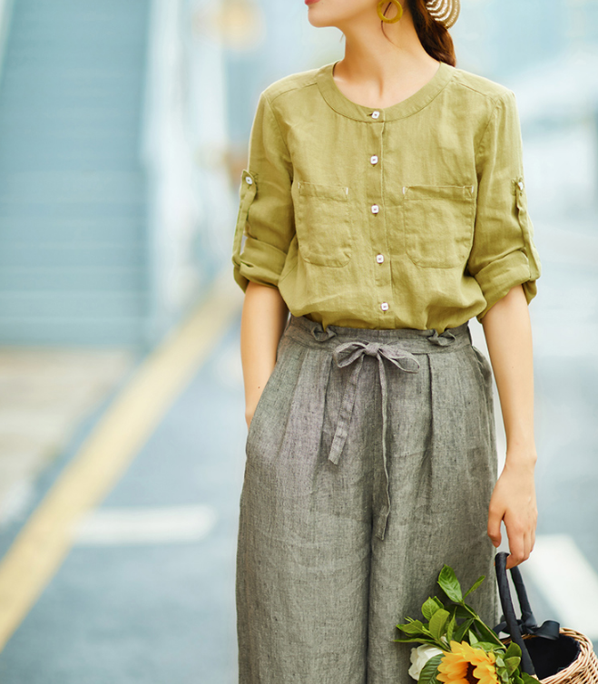 Women's Skirts Summer Linen Skirt Elastic Waist SJ09755 VPPBUY shop