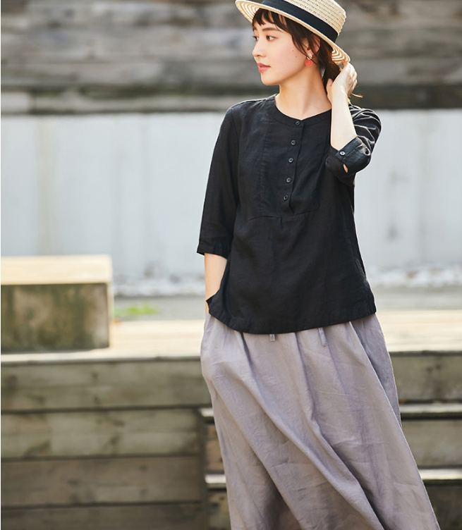 Casual Shirts Women Linen Tops WG961707 VPPBUY shop