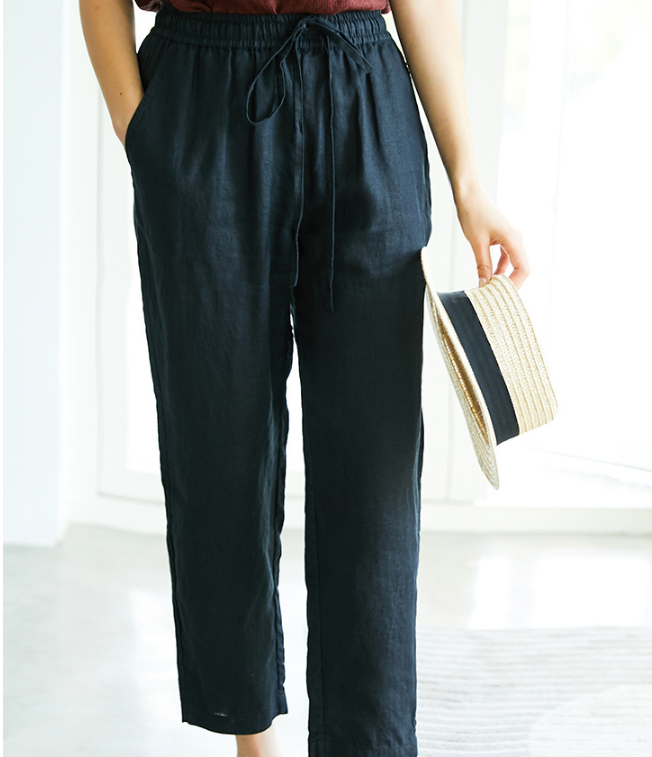 Summer Linen Women Casual Pants Elastic Waist SJ05131 VPPBUY shop