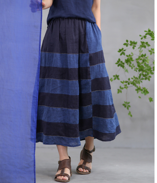 Purple Women's Skirts Summer Linen Skirt Elastic Waist SJ09755 VPPBUY shop