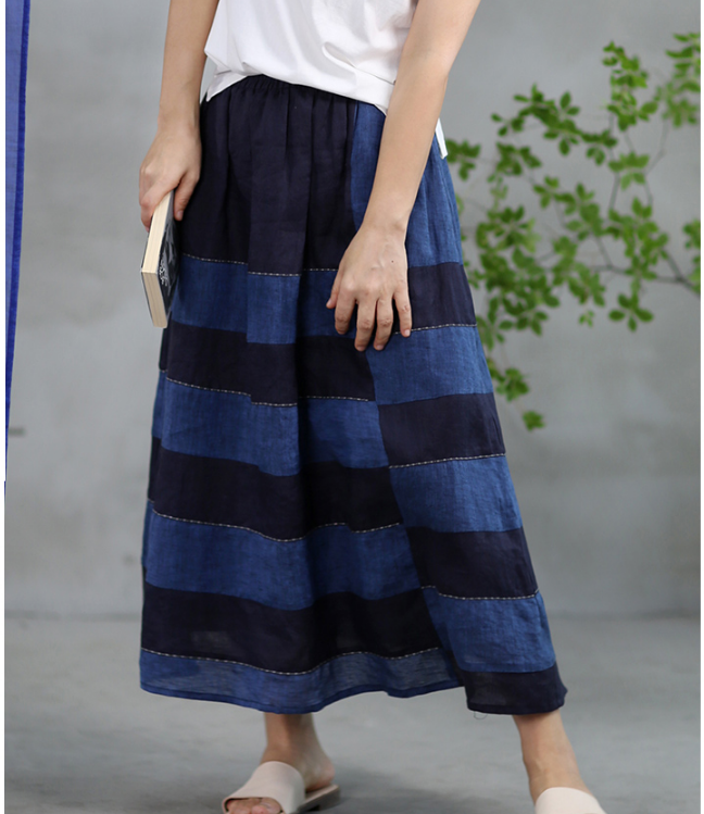 Purple Women's Skirts Summer Linen Skirt Elastic Waist SJ09755 VPPBUY shop