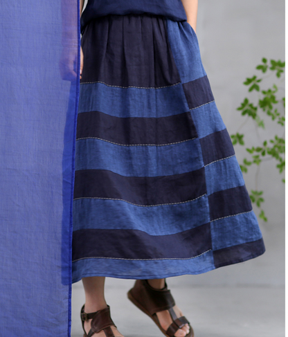 Purple Women's Skirts Summer Linen Skirt Elastic Waist SJ09755 VPPBUY shop