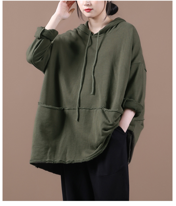 Women Spring Casual Coat Loose Draw String Hooded Parka Plus Size  Coat Jacket VPPBUY shop