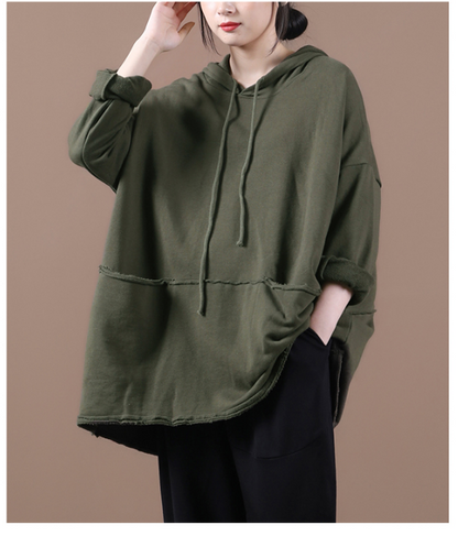 Women Spring Casual Coat Loose Draw String Hooded Parka Plus Size  Coat Jacket VPPBUY shop