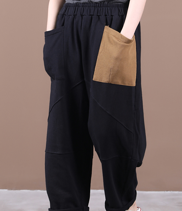 Patchwork Autumn Washed Denim Wide Leg Women Casual Pants Elastic Waist WG05131 VPPBUY shop