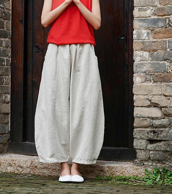 Summer Linen Wide Leg Women Casual Pants Elastic Waist WG05131 VPPBUY shop