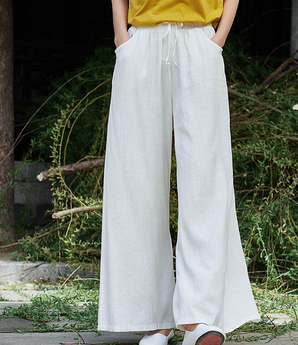 Summer Linen Wide Leg Women Casual Pants Elastic Waist WG05131 VPPBUY shop