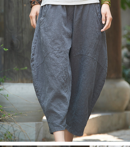 Summer Linen Wide Leg Women Casual Pants Elastic Waist WG05131 VPPBUY shop