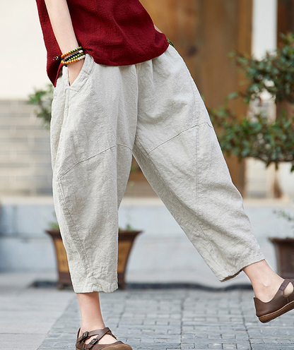 Summer Linen Wide Leg Women Casual Pants Elastic Waist WG05131 VPPBUY shop