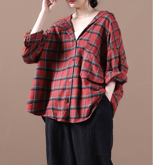 Checked Women Coat Spring Aurumn Hooded Casual Coat  Plus Size Coat Jacket VPPBUY shop