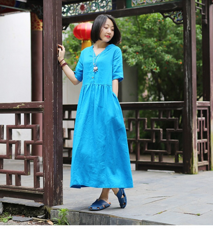 Women Dresses Casual Summer Linen Women Dresses SJ97215 VPPBUY shop