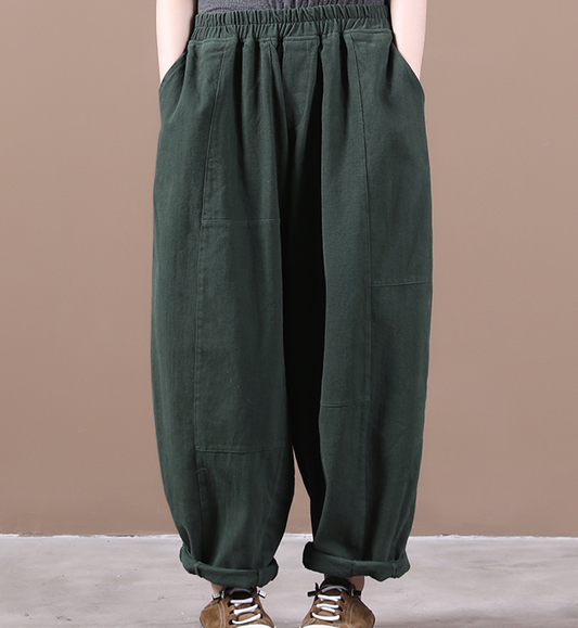 Autum Spring Linen Wide Leg Women Casual Pants Elastic Waist WG05131 VPPBUY shop