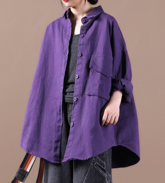 Women Cotton Denim Tops Coat Suit Collar Loose Autumn Spring Outfit H9505 VPPBUY shop