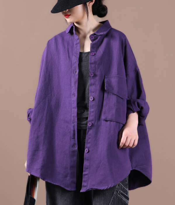 Women Cotton Denim Tops Coat Suit Collar Loose Autumn Spring Outfit H9505 VPPBUY shop