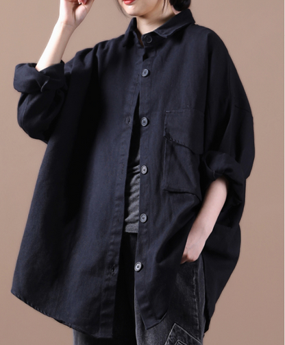 Women Cotton Denim Tops Coat Suit Collar Loose Autumn Spring Outfit H9505 VPPBUY shop