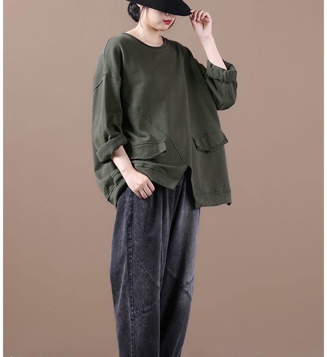 Fleece Sweater Autumn Women Cotton Tops Women Coat Loose Style H9506 VPPBUY shop