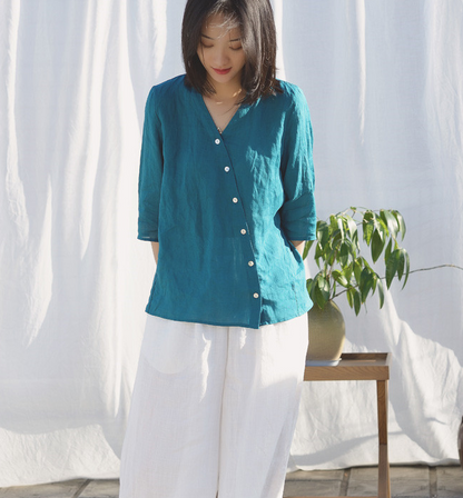 Linen T-Shirts Summer Fall Women Linen Tops SJ961707 VPPBUY shop