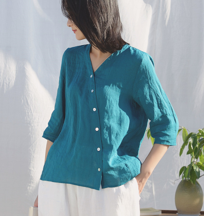 Linen T-Shirts Summer Fall Women Linen Tops SJ961707 VPPBUY shop