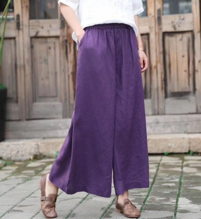 Linen Wide Leg Women Casual Pants SJ97235 VPPBUY shop