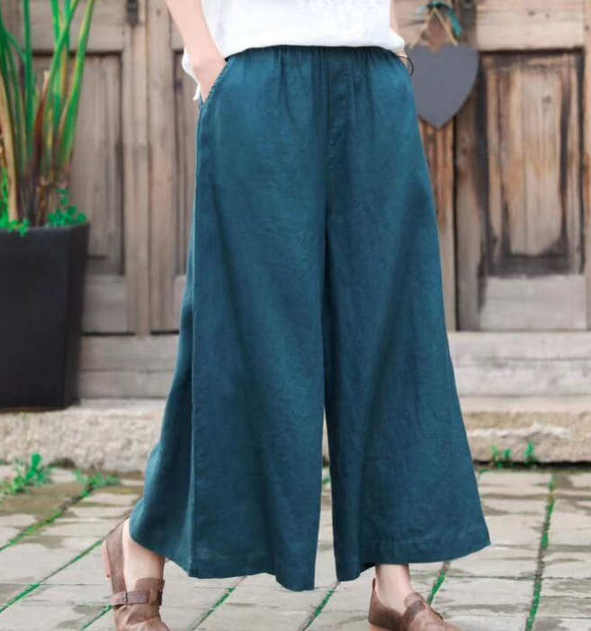 Linen Wide Leg Women Casual Pants SJ97235 VPPBUY shop