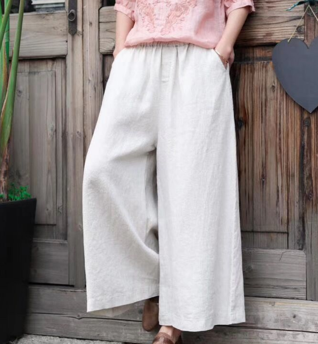 Linen Wide Leg Women Casual Pants SJ97235 VPPBUY shop