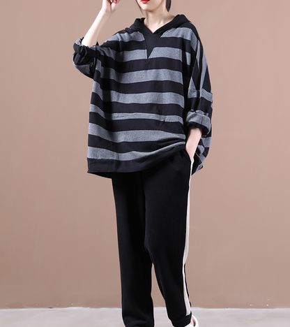 Stripe Sweater Autumn Women Cotton Tops Women Coat Loose Style H9506 VPPBUY shop