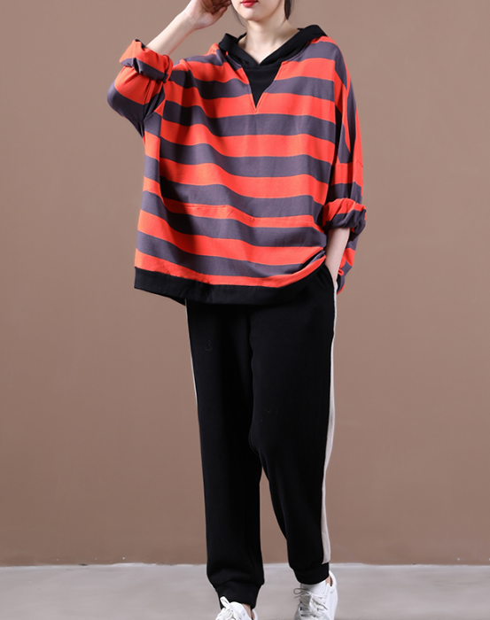 Stripe Sweater Autumn Women Cotton Tops Women Coat Loose Style H9506 VPPBUY shop