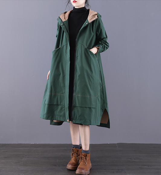 Color Block Autumn A-line Long Women Casual  Parka Plus Size Coat Jacket JT200945 VPPBUY shop