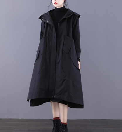 Autumn A-line Long Women Casual Hooded Parka Plus Size Coat Jacket JT200945 VPPBUY shop