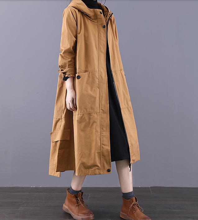 Large Pockets Autumn A-line Long Women Casual  Parka Plus Size Coat Jacket JT200945 VPPBUY shop