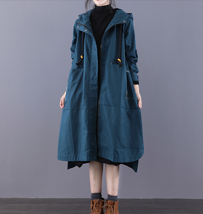 Large Pockets Autumn A-line Long Women Casual  Parka Plus Size Coat Jacket JT200945 VPPBUY shop