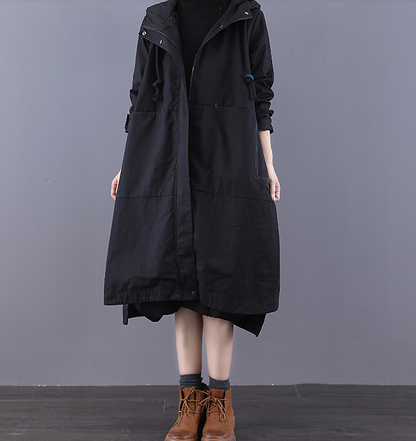 Large Pockets Autumn A-line Long Women Casual  Parka Plus Size Coat Jacket JT200945 VPPBUY shop